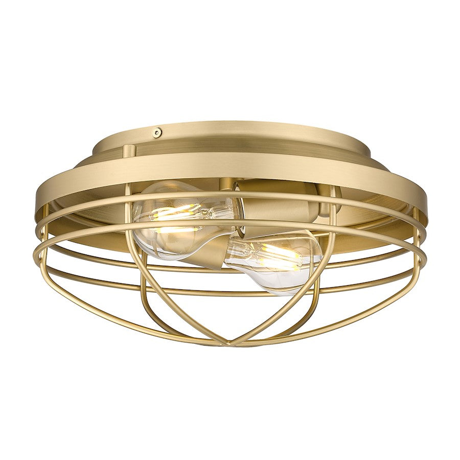 Golden Lighting Seaport 2 Light Flush Mount, Bronze