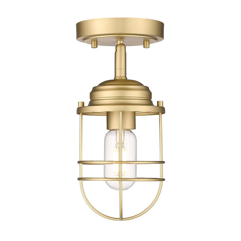 Golden Lighting Seaport 1 Light Semi-Flush Mount, Bronze