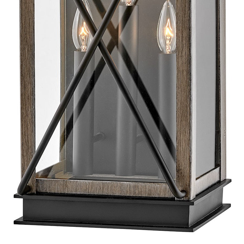 Hinkley Montecito 22in 3-Light Outdoor Wall Sconce | Transitional Museum Black Aluminum and Clear Glass | Covered Patio & Entryway | 9 x | Model 11195BK