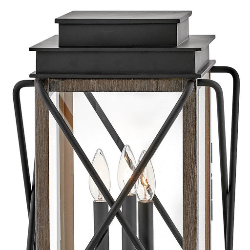 Hinkley Lighting Montecito Outdoor 3 Light Pier Mount, Black/Clear