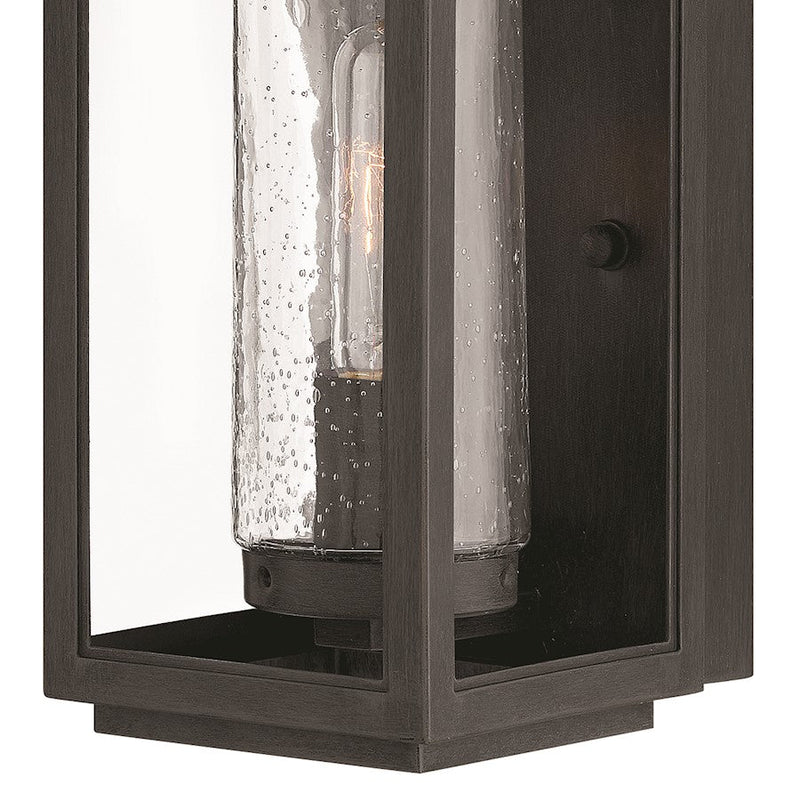Hinkley Atwater 7in 1-Light Outdoor Wall Sconce | Traditional Coastal Composite Black and Clear Seedy Glass | Covered Patio & Porch | 7 | Model 1160BK-LL