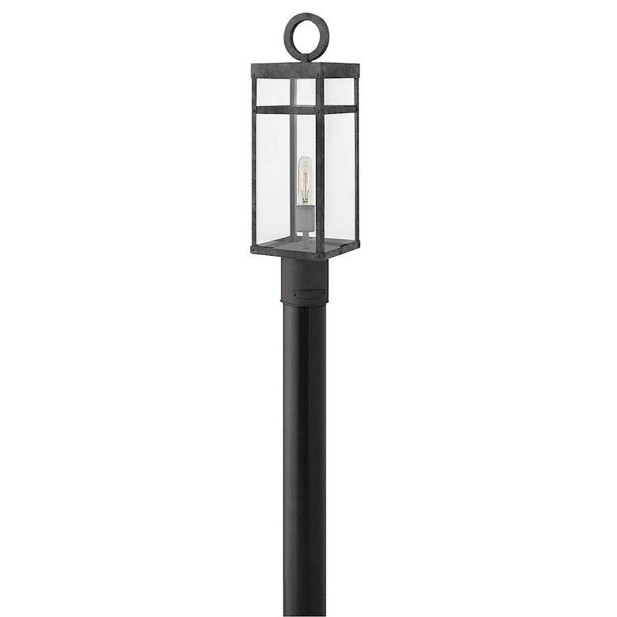 Hinkley Lighting Porter 1 Light Outdoor Post Mount, Aged Zinc/Clear - 2801DZ-LV