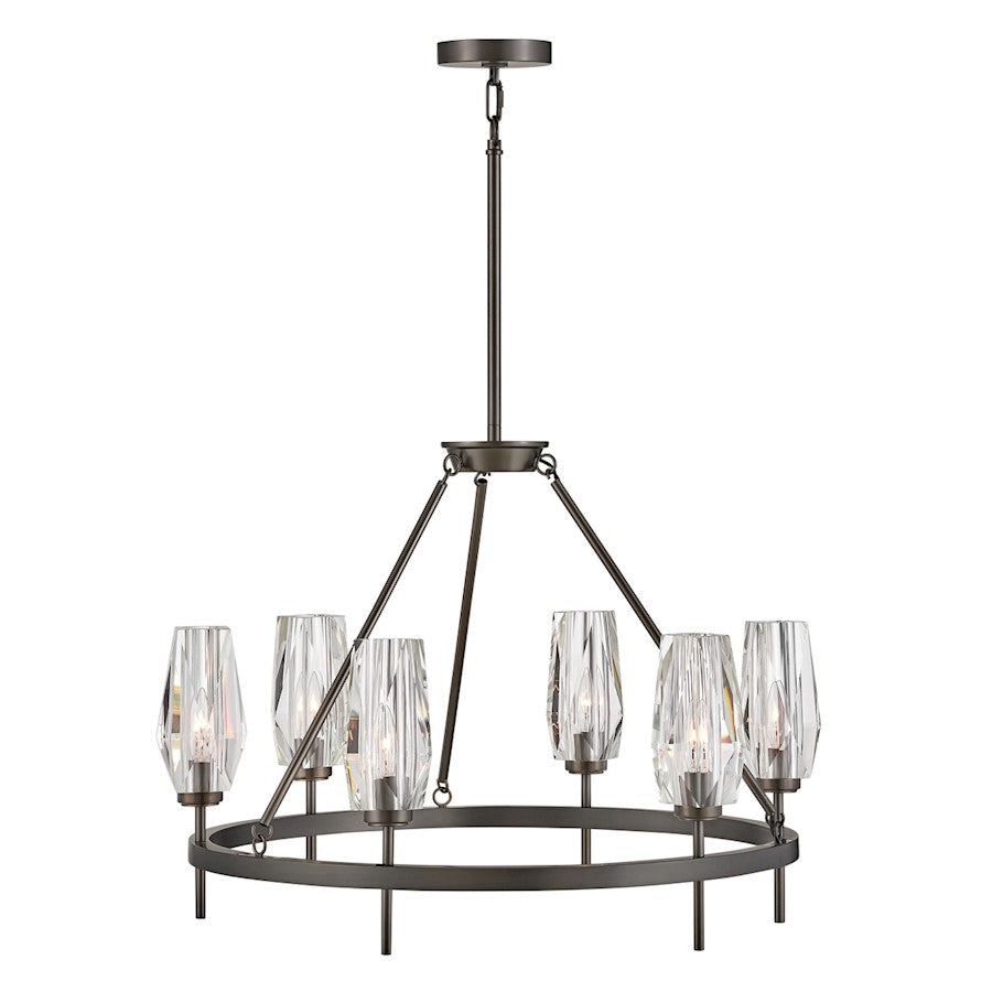 Hinkley Lighting Ana 6 Light MED Single Tier Chandelier, Black/Crystal - 38255BX