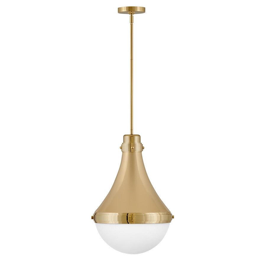 Hinkley Lighting Oliver 1 Light MED Pendant, Bright Brass/Etched Opal - 39054BBR