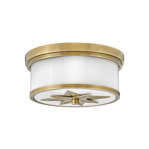 Hinkley Lighting Montrose 2 Light Med Flush Mount, Brass/Etched Opal - 42801HB