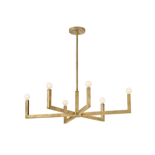 Hinkley Lighting Ezra 6 Light Indoor Linear Chandelier, Heritage Brass - 45048HB