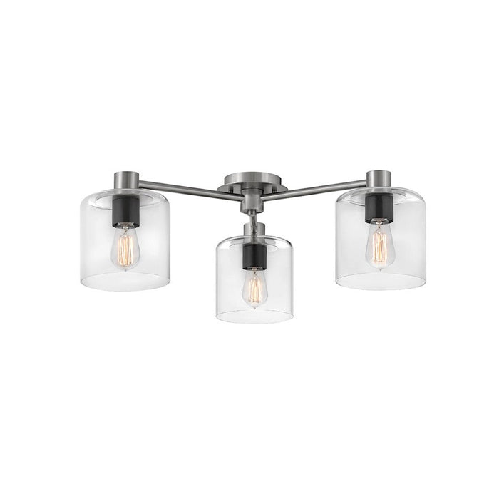 Hinkley Lighting Axel 3 Light Large Semi-Flush Mount, Nickel/Clear - 4514BN