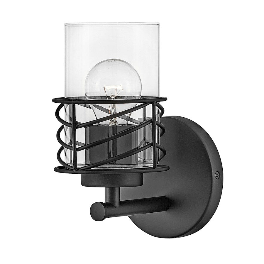 Hinkley Lighting Della 1 Light Bath Wall Sconce, Black/Clear - 50260BK