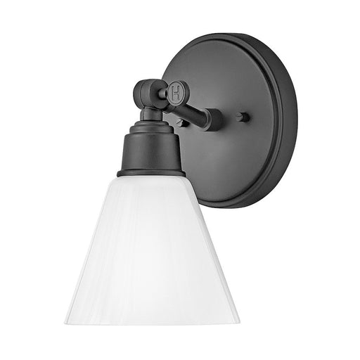 Hinkley Lighting Arti 1 Light Bath Wall Sconce, Black/Cased Opal - 51180BK