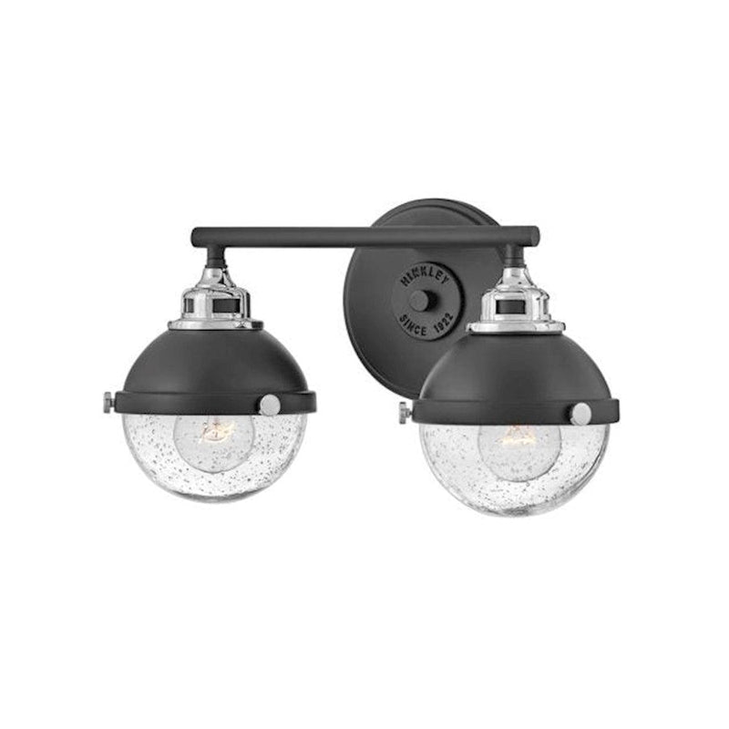 Hinkley Lighting Fletcher 2-Light Bath Vanity Light | Black | Traditional Vanity Light Above the Bathroom Mirror | Hardwired Damp Rated | 5172BK-CM