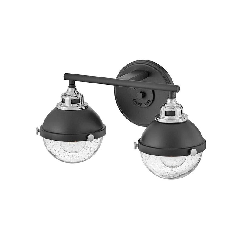 Hinkley Lighting Fletcher 2-Light Bath Vanity Light | Black | Traditional Vanity Light Above the Bathroom Mirror | Hardwired Damp Rated | 5172BK-CM