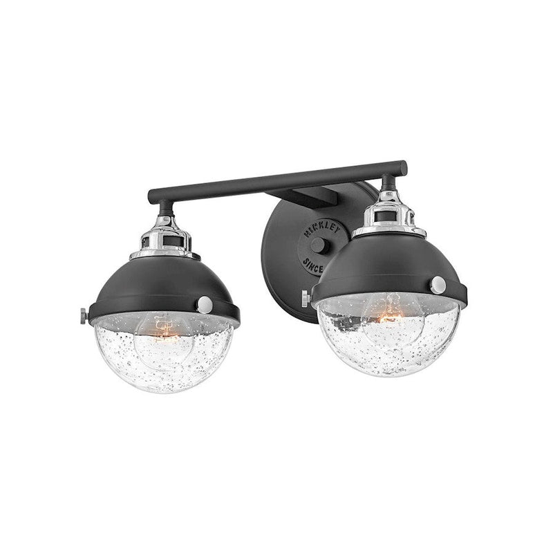 Hinkley Lighting Fletcher 2-Light Bath Vanity Light | Black | Traditional Vanity Light Above the Bathroom Mirror | Hardwired Damp Rated | 5172BK-CM