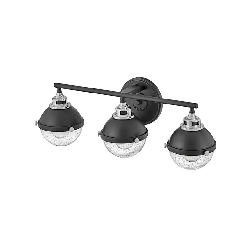 Hinkley Lighting Fletcher 3-Light Bath Vanity Light | Black | Traditional Vanity Light Above the Bathroom Mirror | Hardwired Damp Rated | 5173BK-CM