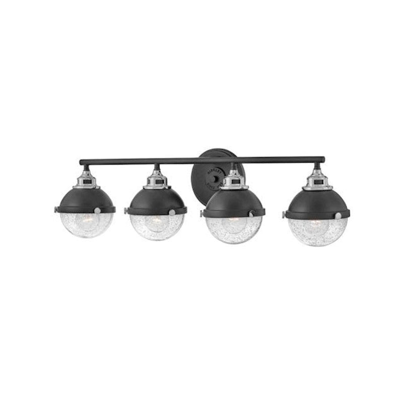 Hinkley Lighting Fletcher 4-Light Bath Vanity Light | Black | Traditional Vanity Light Above the Bathroom Mirror | Hardwired Damp Rated | 5174BK-CM