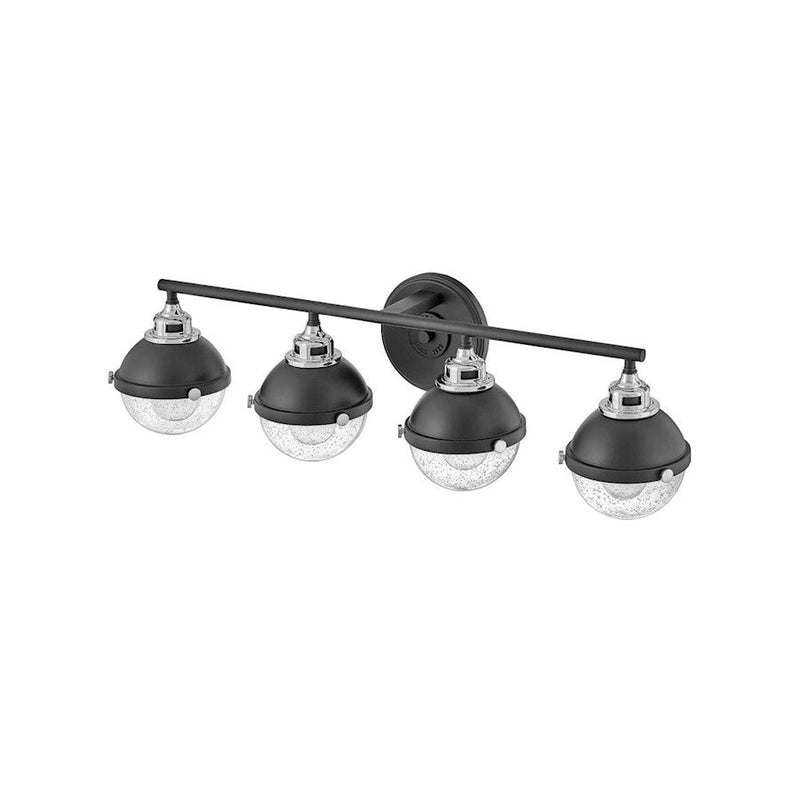 Hinkley Lighting Fletcher 4-Light Bath Vanity Light | Black | Traditional Vanity Light Above the Bathroom Mirror | Hardwired Damp Rated | 5174BK-CM