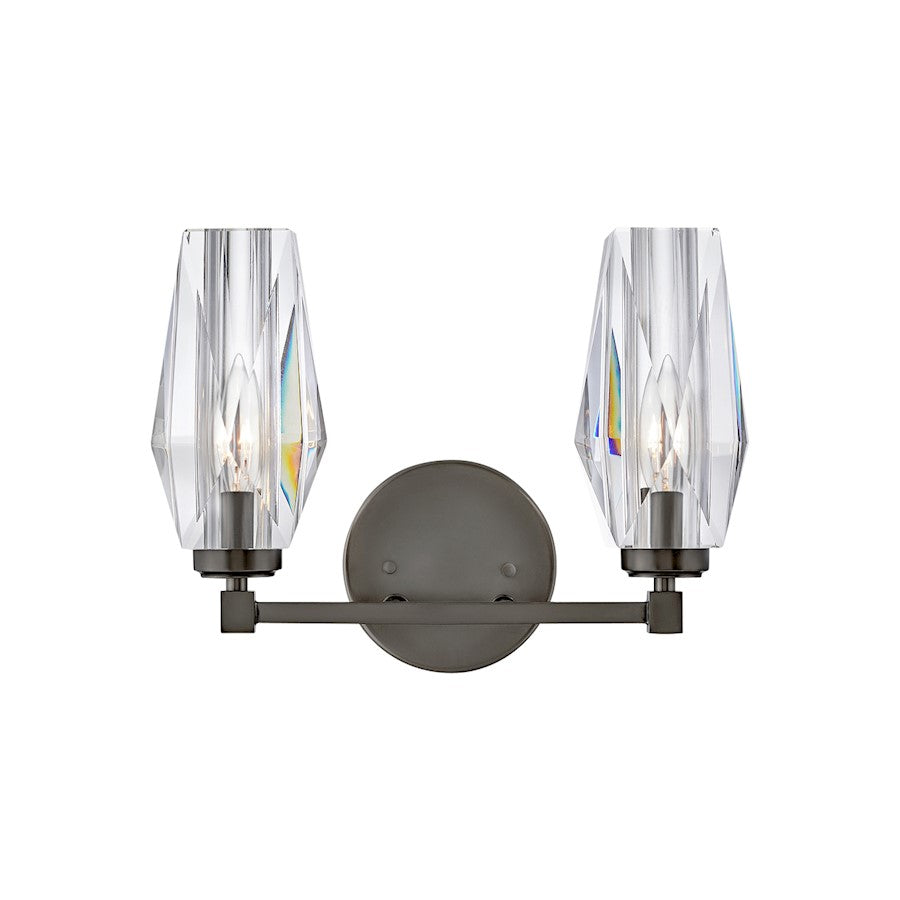 Hinkley Lighting Ana 2 Light Vanity, Black Oxide/Faceted Clear Crystal - 52482BX