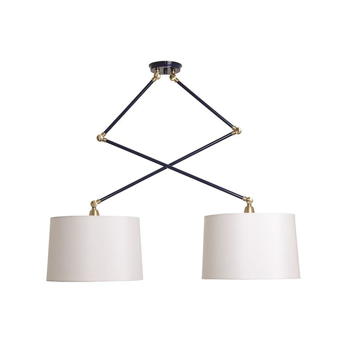 House of Troy Uptown 2 Light Pendant, Navy Blue/Satin Brass - UP502-NB-SB