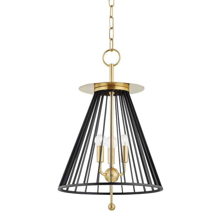 Hudson Valley Cagney 3-Light Pendant, Aged Brass/Black - 1014-AGB-BK