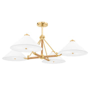 Hudson Valley Williamsburg 8 Light Chandelier, Aged Brass/White - 1046-AGB