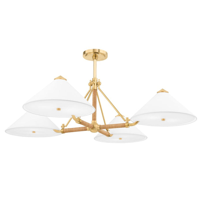 Hudson Valley Williamsburg 8 Light Chandelier, Aged Brass/White - 1046-AGB