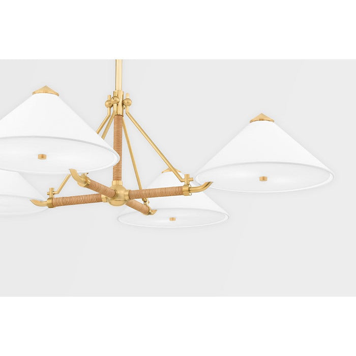 Hudson Valley Williamsburg 8 Light Chandelier, Aged Brass/White