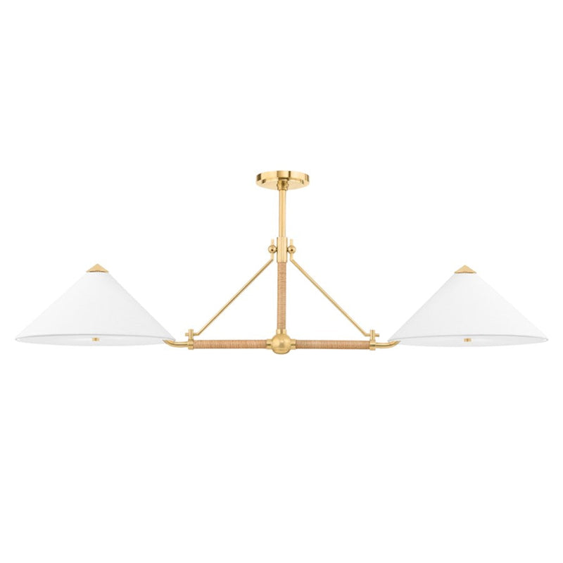 Hudson Valley Williamsburg 4 Light Island, Aged Brass/White - 1057-AGB