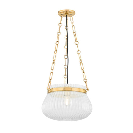 Hudson Valley Granby 1 Light 13" Pendant, Aged Brass/Clear - 1113-AGB