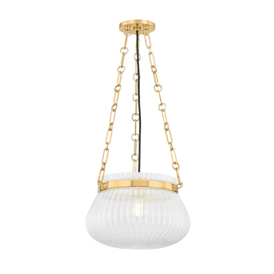 Hudson Valley Granby 1 Light 13" Pendant, Aged Brass/Clear - 1113-AGB