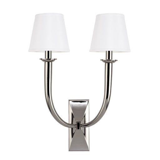 Hudson Valley Vienna 2 Light Wall Sconce, Polished Nickel/White - 112-PN-WS