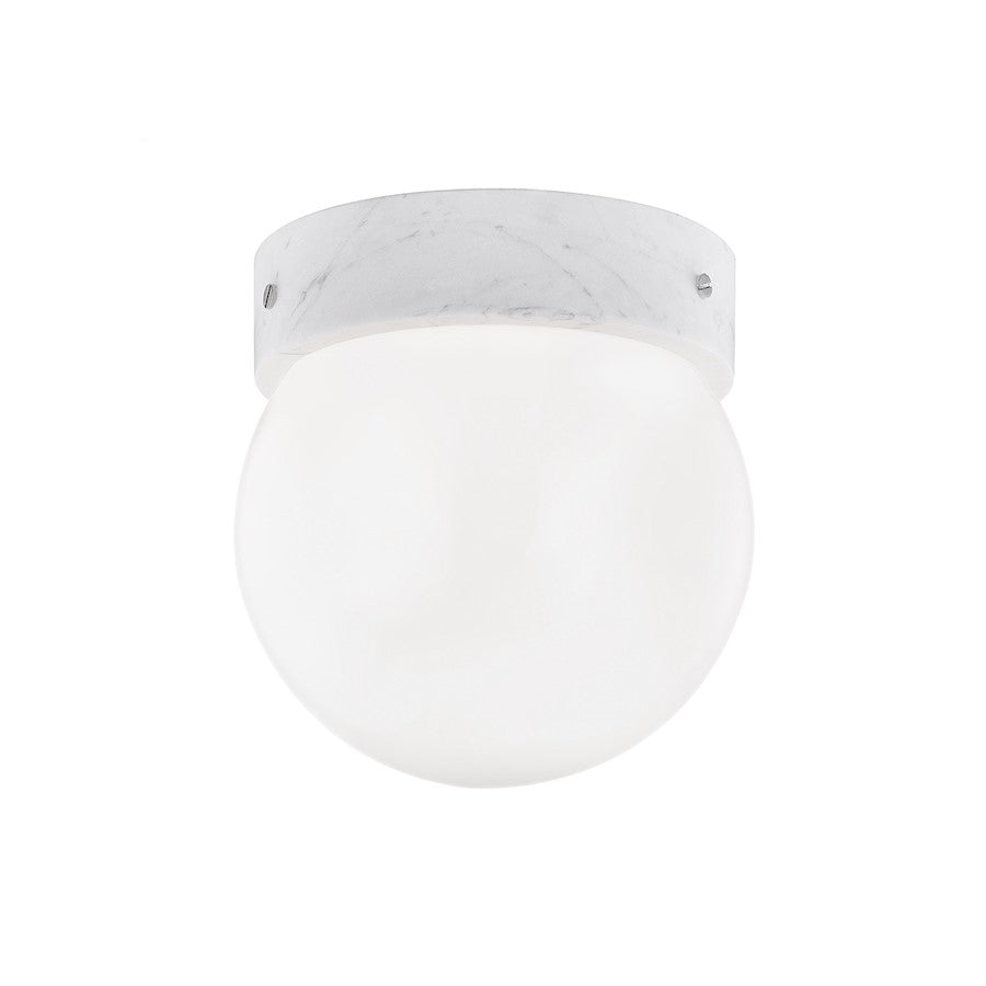 Hudson Valley Bianco 1 Light Flush Mount, Nickel/Opal Glossy Glass - 1265-PN