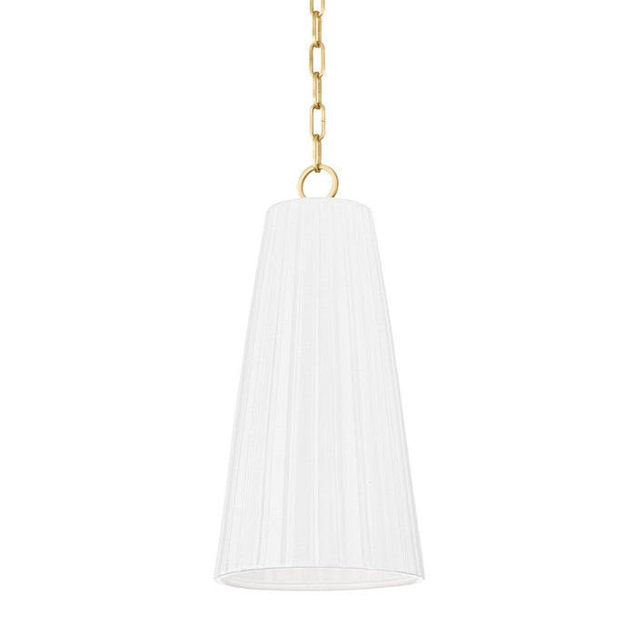 Hudson Valley Treman 1 Light Pendant, Brass/Gloss White/White - 1617-AGB-CGW