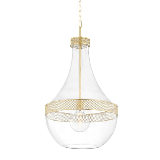 Hudson Valley Hagen 1 Light Pendant, Aged Brass/Clear - 1817-AGB