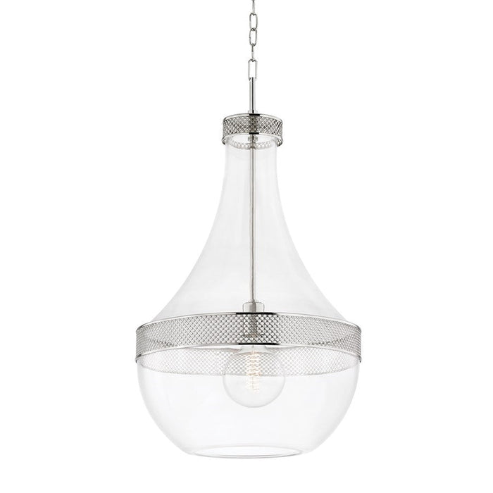 Hudson Valley Hagen 1 Light Pendant, Polished Nickel/Clear - 1817-PN