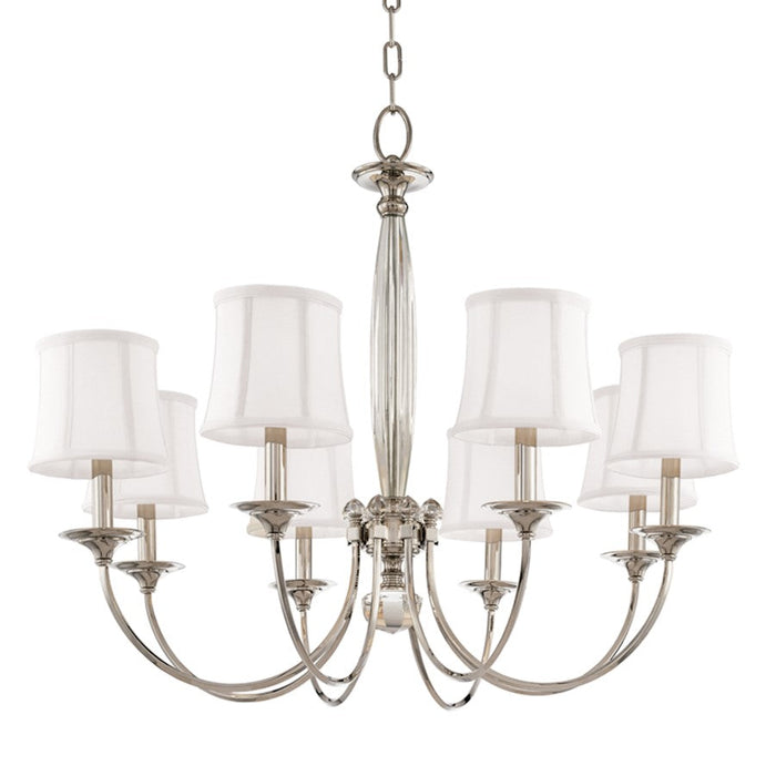 Hudson Valley Rockville 8 Light Chandelier, Polished Nickel/Off White - 1818-PN