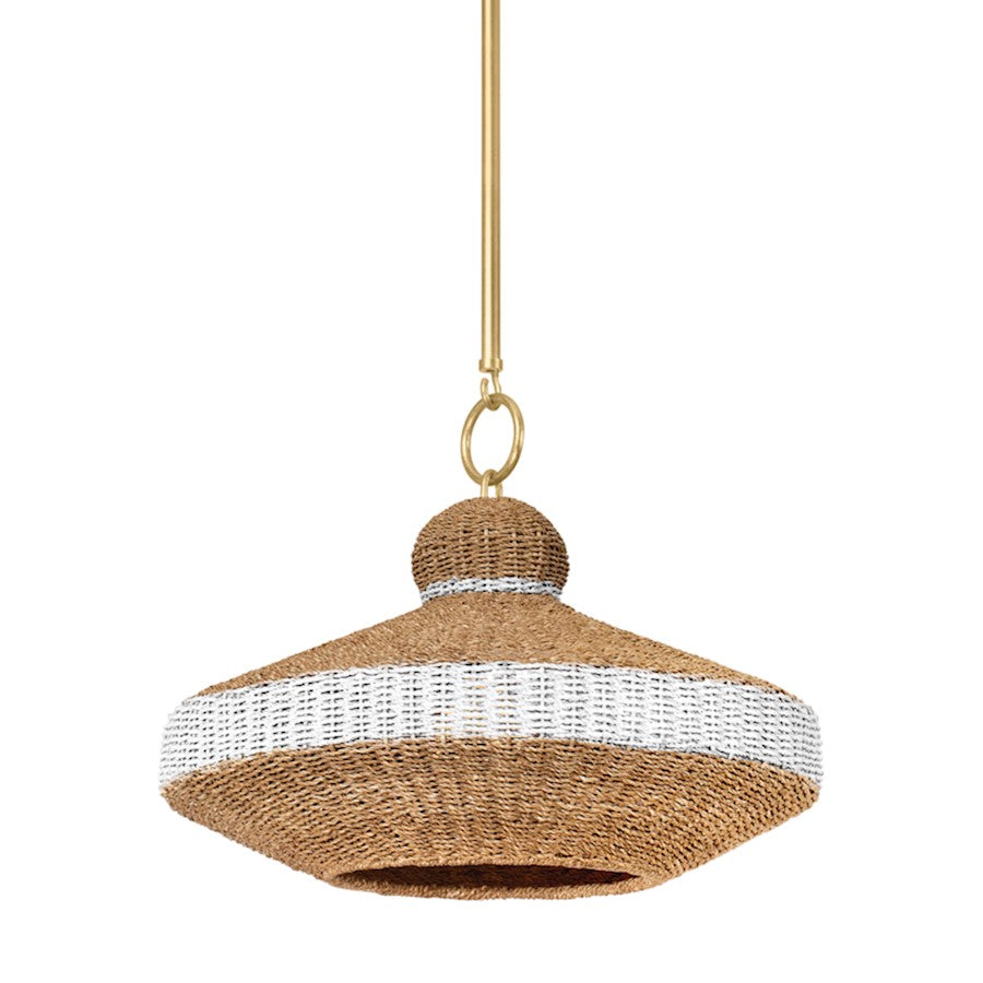 Hudson Valley Bethel 1 Light 18" Pendant, Vintage Gold Leaf/Natural - 1820-VGL