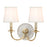 Hudson Valley Yates 2 Light Wall Sconce, Aged Brass/White - 1882-AGB