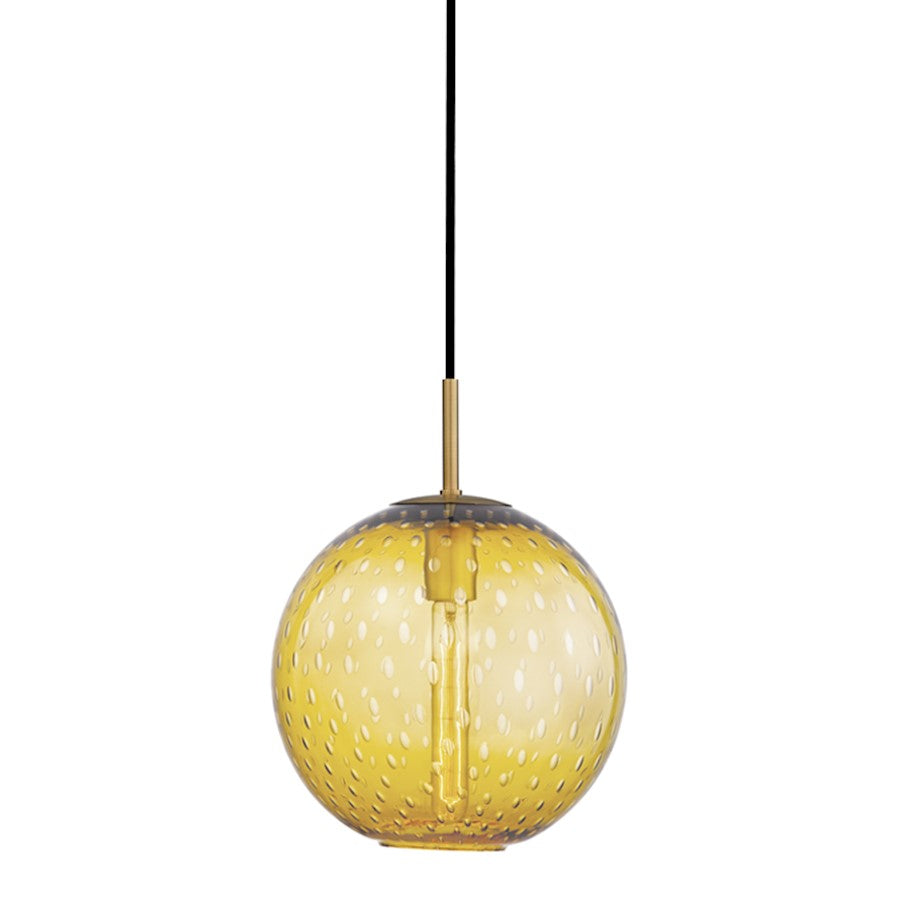 Hudson Valley Rousseau 1 Light Pendant, Aged Brass/Light Amber - 2010-AGB-LA