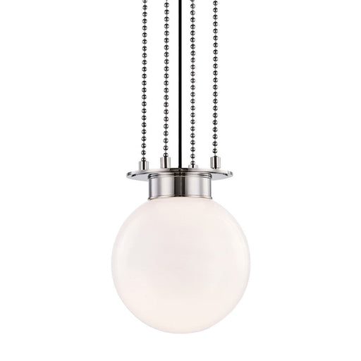 Hudson Valley Gunther 1 Light Pendant, Polished Nickel/Opal Glossy - 2011-PN