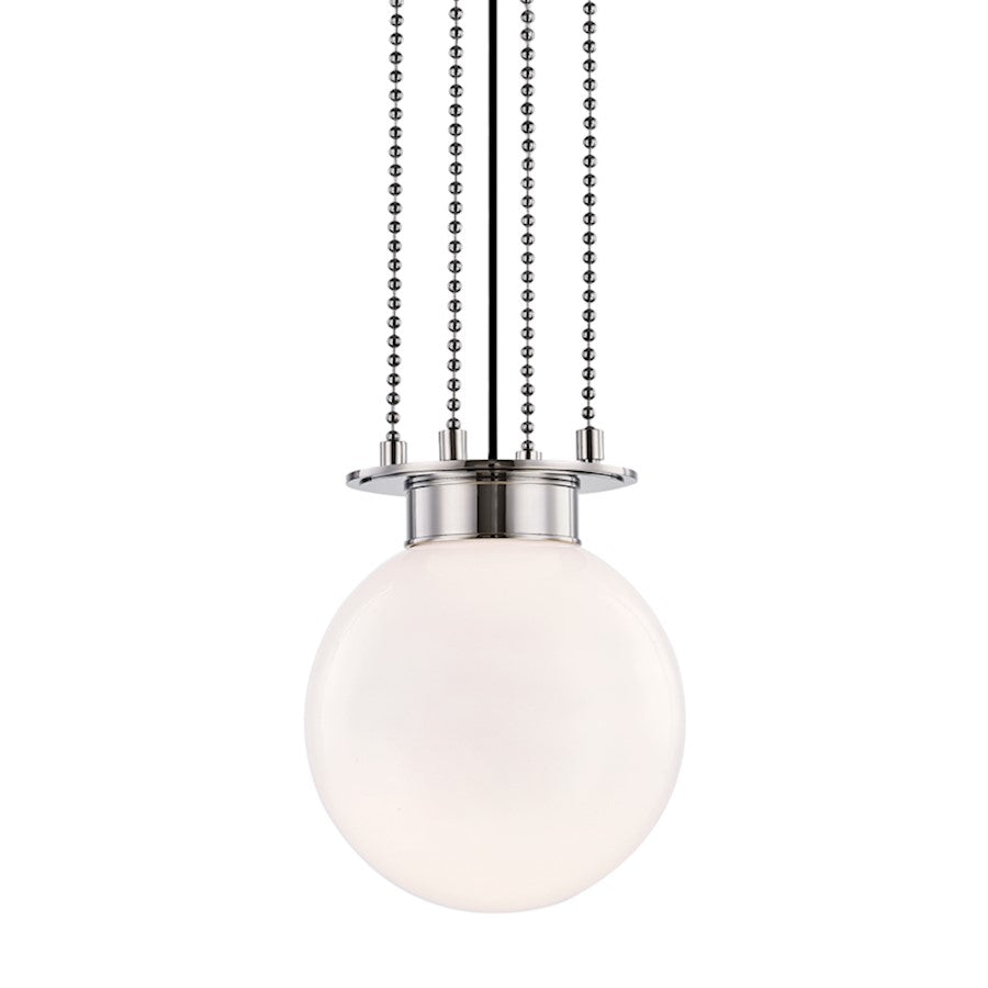 Hudson Valley Gunther 1 Light Pendant, Polished Nickel/Opal Glossy - 2011-PN