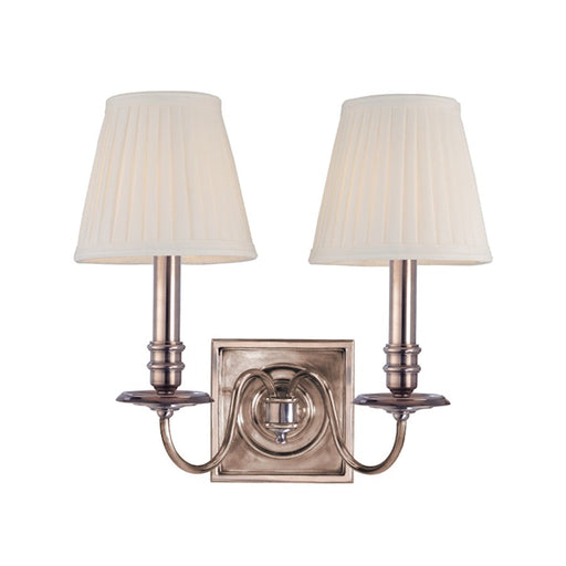 Hudson Valley Sheldrake 2 Light Wall Sconce, Historic Nickel/Off White - 202-HN