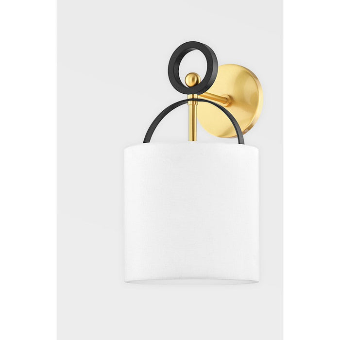 Hudson Valley Campbell Hall 1-Light Sconce, Brass/Black Brass/White