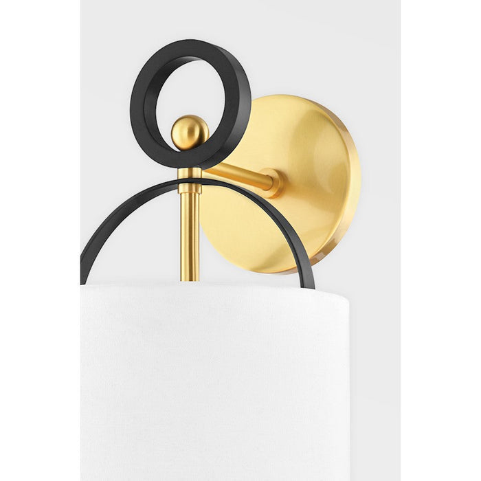 Hudson Valley Campbell Hall 1-Light Sconce, Brass/Black Brass/White