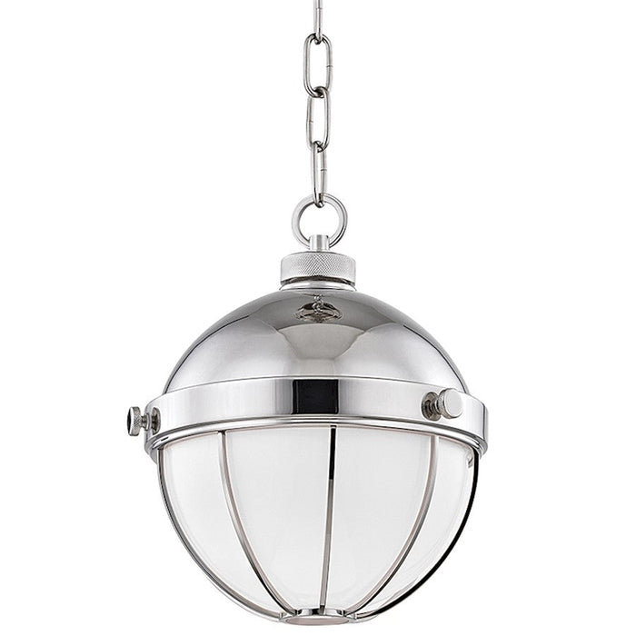 Hudson Valley Sumner 1 Light Pendant, Polished Nickel/White - 2309-PN