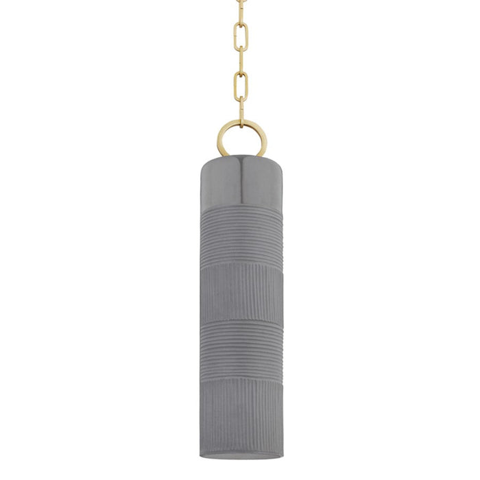 Hudson Valley Brookville 1 Light Pendant, Aged Brass/Gray - 2384-AGB-GRY