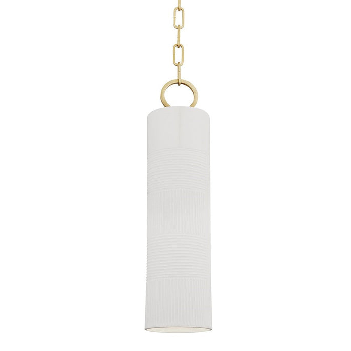 Hudson Valley Brookville 1 Light Pendant, Brass/White Ceramic - 2384-AGB-WH