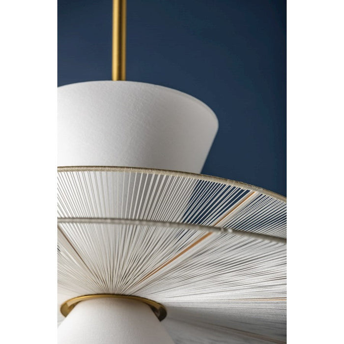 Hudson Valley Esperance 2 Light Pendant, Aged Brass/White