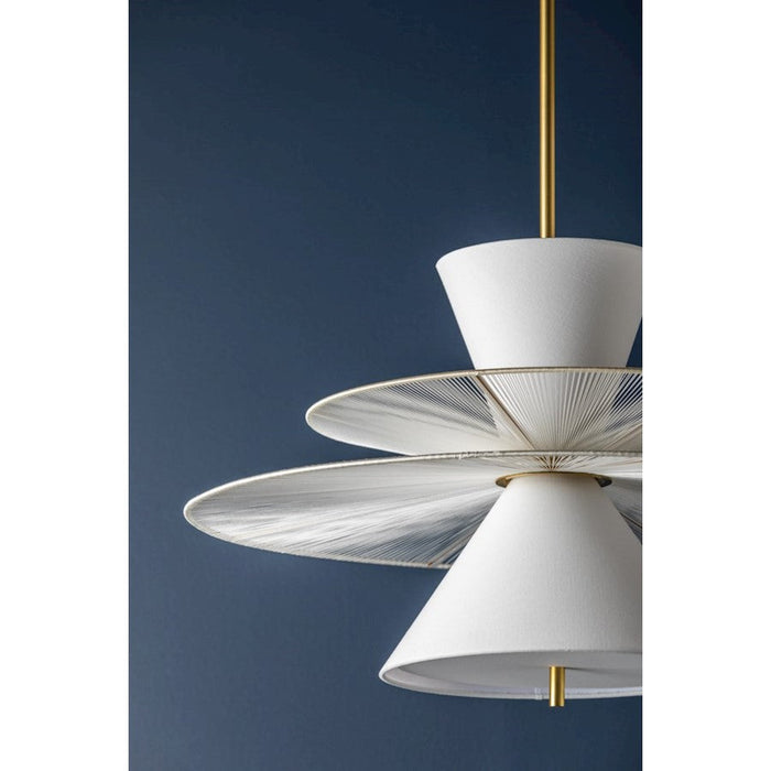 Hudson Valley Esperance 2 Light Pendant, Aged Brass/White