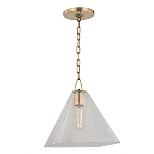 Hudson Valley Sanderson 1 Light Pendant, Aged Brass/Clear - 2711-AGB