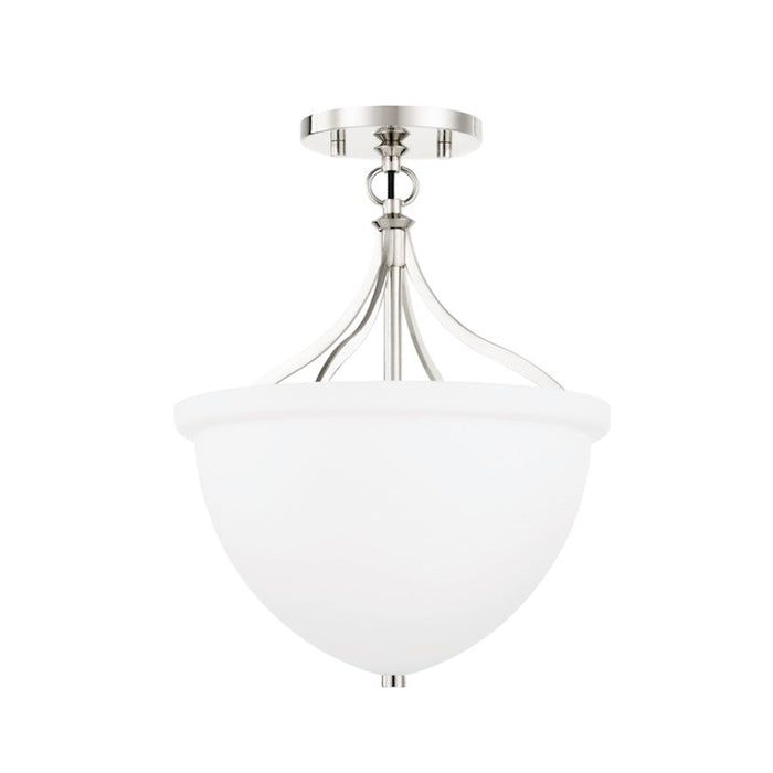 Hudson Valley Browne 1 Light Semi Flush Mount, Polished Nickel/Opal - 2811-PN