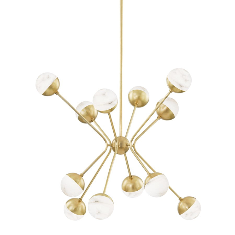 Hudson Valley Saratoga 12 Light Chandelier, Aged Brass - 2836-AGB